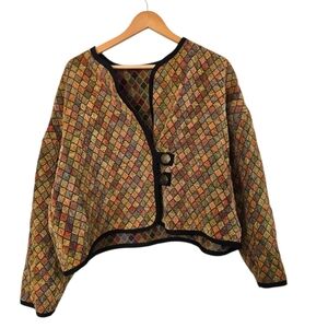 Beluga Reversible Patchwork Multicolor Diamond Patterned Jacket Size XL/2X